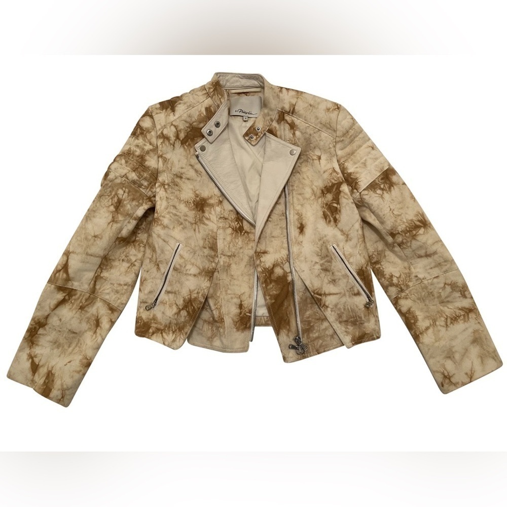 3.1 Phillip Lim Cream Fabric Leather Jacket Stand-Up Collar w matching Shorts 4